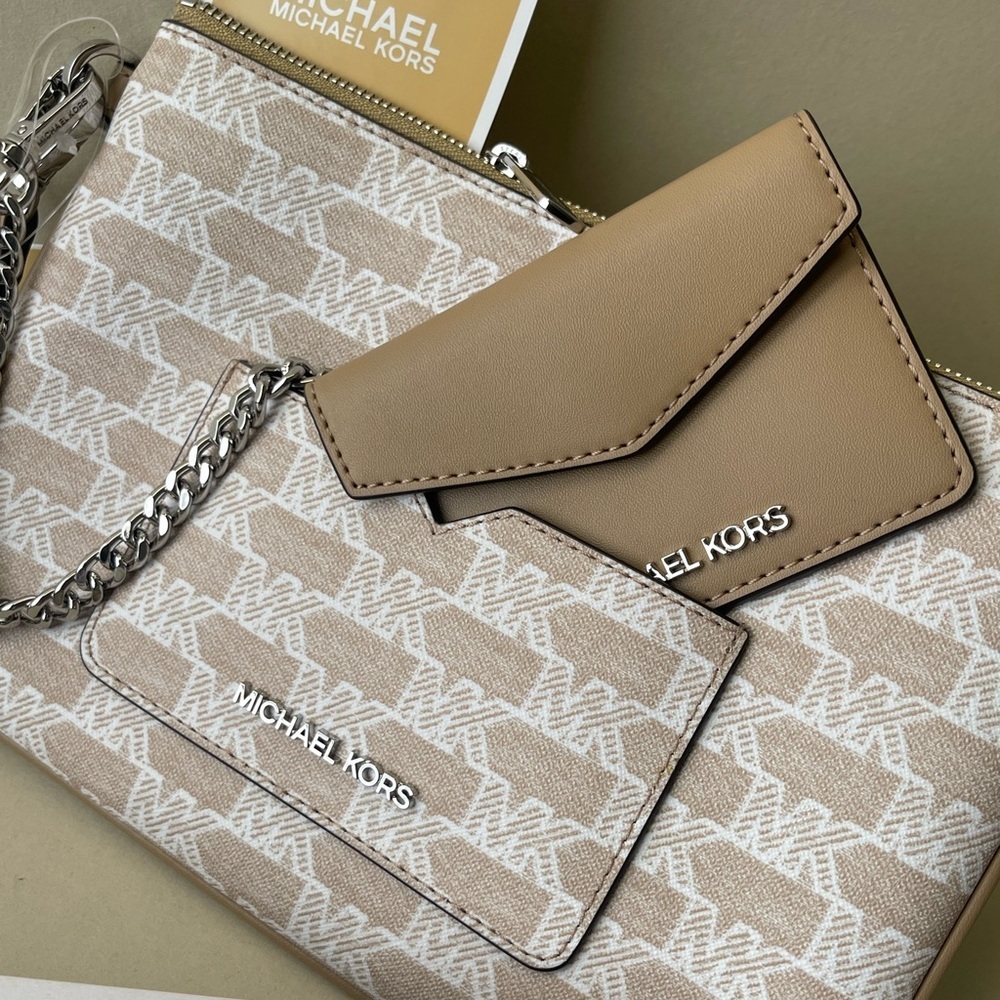 (new+tag) Michael Kors jet set large wristlet clutch plus detachable card case - Picture 3 of 12